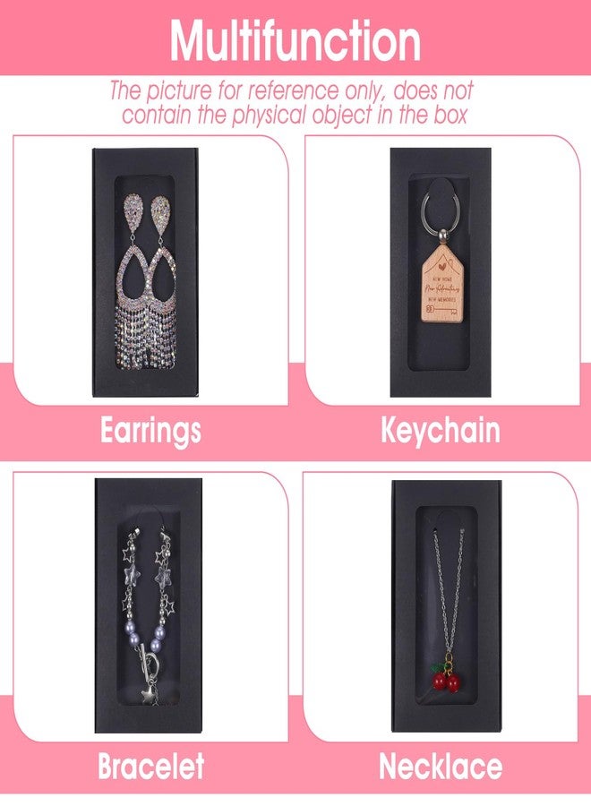 Tobeelec 50 Pcs Jewelry Packaging Boxes with Stickers - 5.4"x3.4"x0.7", Paper Necklace Gift Box Bulk with Clear Window Display Card Sticker for Displaying Necklaces Rings Bracelets Earrings (Black) - Image 5