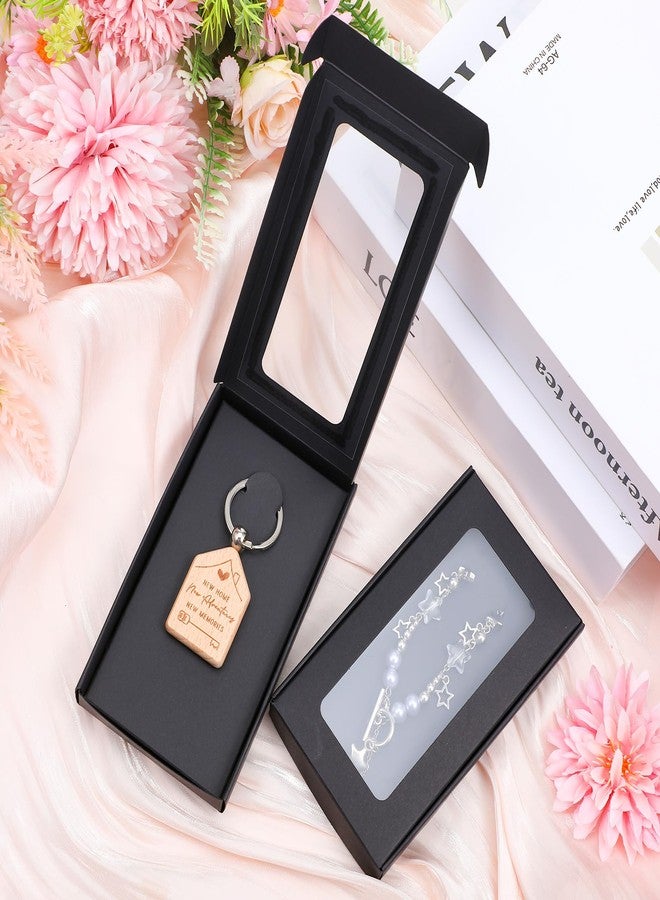 Tobeelec 50 Pcs Jewelry Packaging Boxes with Stickers - 5.4"x3.4"x0.7", Paper Necklace Gift Box Bulk with Clear Window Display Card Sticker for Displaying Necklaces Rings Bracelets Earrings (Black) - Image 4