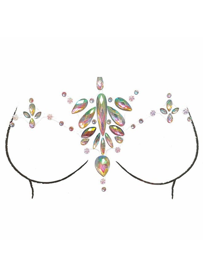 MANGOIT 1 Pcs Breast Jewel Decoration Rhinestone Chest Sticker Temporary Tattoo Body Sticker Flash Breast Diamond Adhesive Stickers for Woman Festival Makeup - Image 1