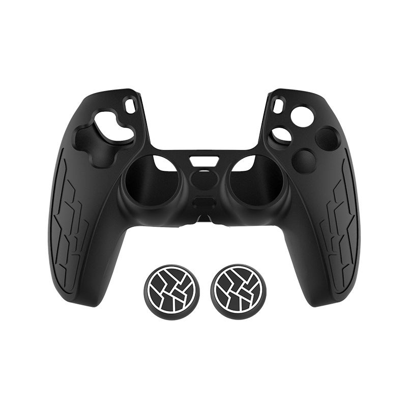 For PS5 Handle Silicone Case Protective Case Protective Case Accessories Game Handle Thickened Silicone Black +2 special cap 