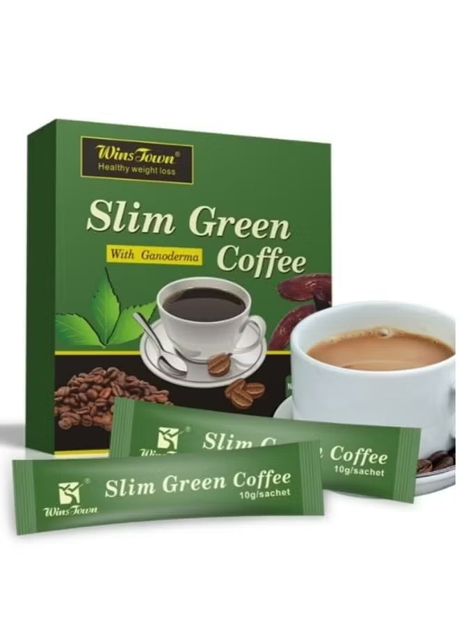 Wins Town Ganoderma Light Green Coffee for Weight Loss, a cup before meals for weight loss, box containing 18 sticks - Image 1