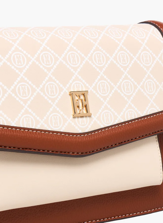 ايل Monogram Print Crossbody Bag with Adjustable Strap