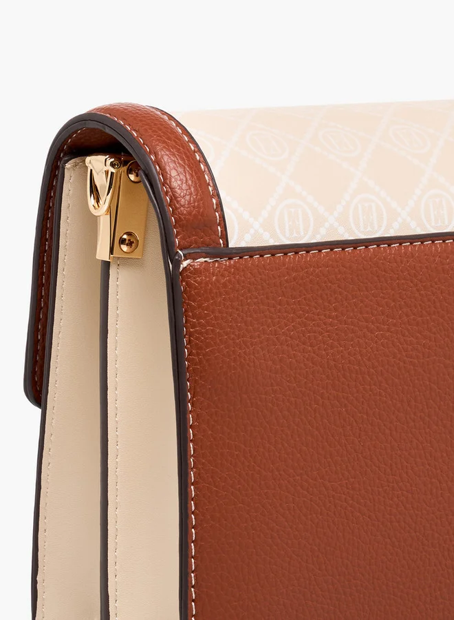 ايل Monogram Print Crossbody Bag with Adjustable Strap
