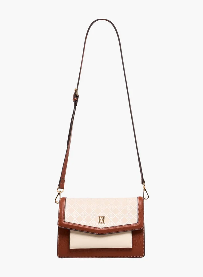 ايل Monogram Print Crossbody Bag with Adjustable Strap