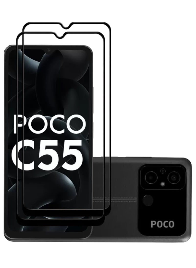 ACLIX 2 Pieces Antistatic ESD Dustproof Premium Quality High Definition Tempered Glass Screen Protector Designed For Xiaomi Poco C55 - Image 1