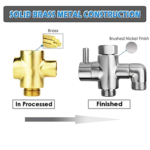 YDmeet Shower Arm Diverter Valve Brass G1/2 3 Way Universal Bathroom Shower System Component Replacement for Handheld Shower Head and Fixed Spray Head, Brushed Nickel - Image 5