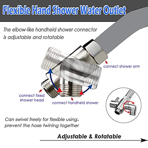 YDmeet Shower Arm Diverter Valve Brass G1/2 3 Way Universal Bathroom Shower System Component Replacement for Handheld Shower Head and Fixed Spray Head, Brushed Nickel - Image 2