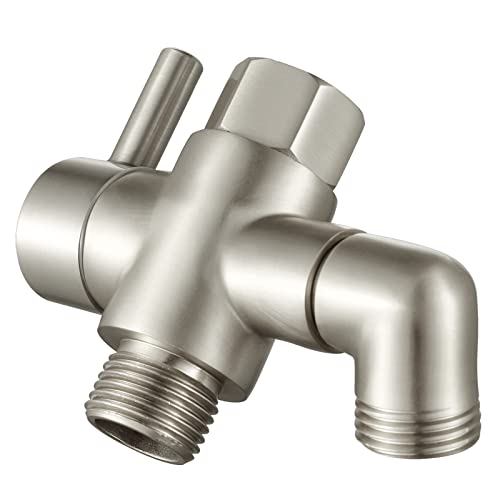 YDmeet Shower Arm Diverter Valve Brass G1/2 3 Way Universal Bathroom Shower System Component Replacement for Handheld Shower Head and Fixed Spray Head, Brushed Nickel - Image 1
