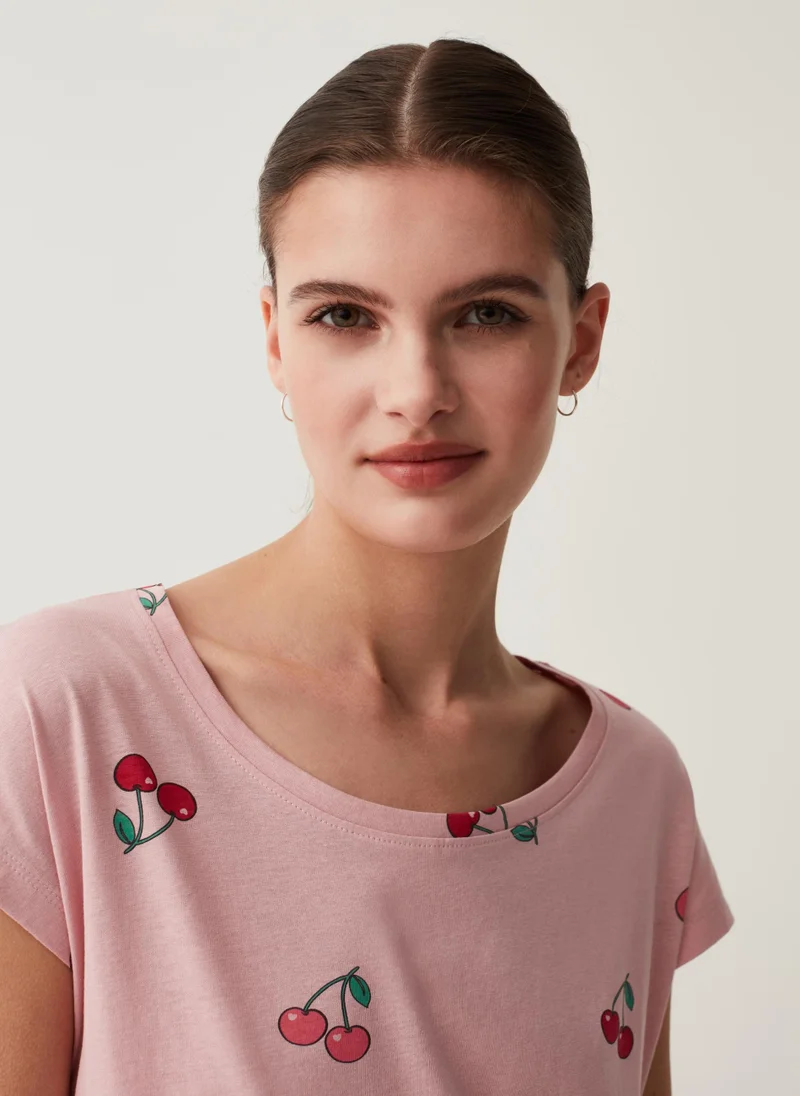 او في اس Ovs Nightdress With All-Over Cherries Print