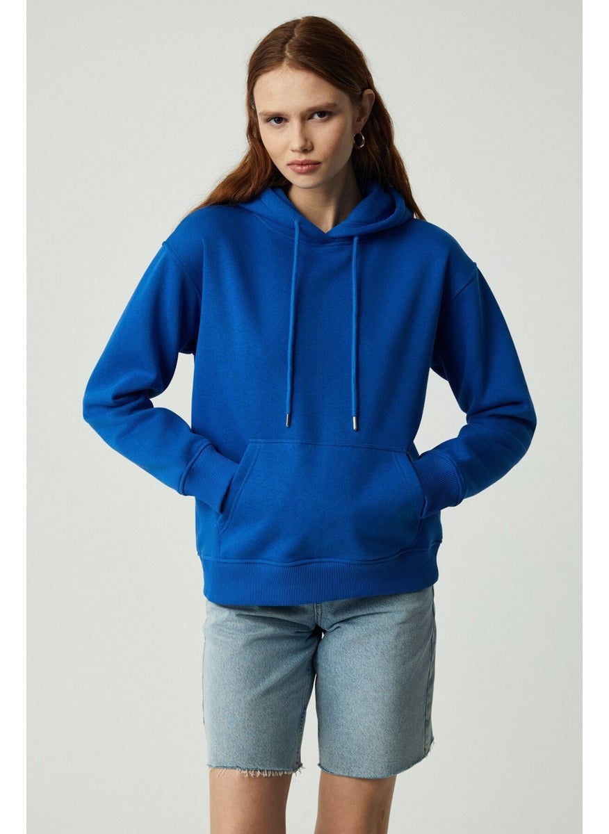 Adel Women's Organic Cotton Fleece Inside Soft Relaxed Kangaroo Pocket Hooded Parliament Blue Sweatshirt - pzsku/ZCB1D25EA527507734677Z/45/_/1741624427/d37d568e-2a28-4968-891c-5563bdaec785