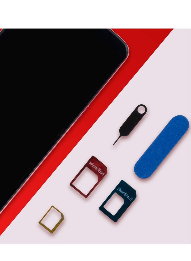 Captaintech 5 in 1 SIM Card Adapter Kit Nano Micro Standard Converter Kit Nano to Micro Adapter with Sim Eject Pin Needle - Image 1
