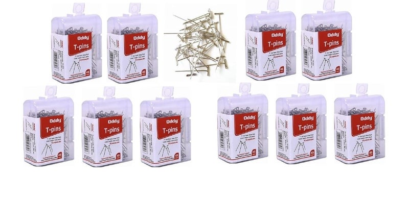 oddy T-Shaped Pins in See Through dibbi Pack, Easy Insertion & Removal of Paper Clip (Pack of 10, 45 Gram in Each Pack) - Image 1