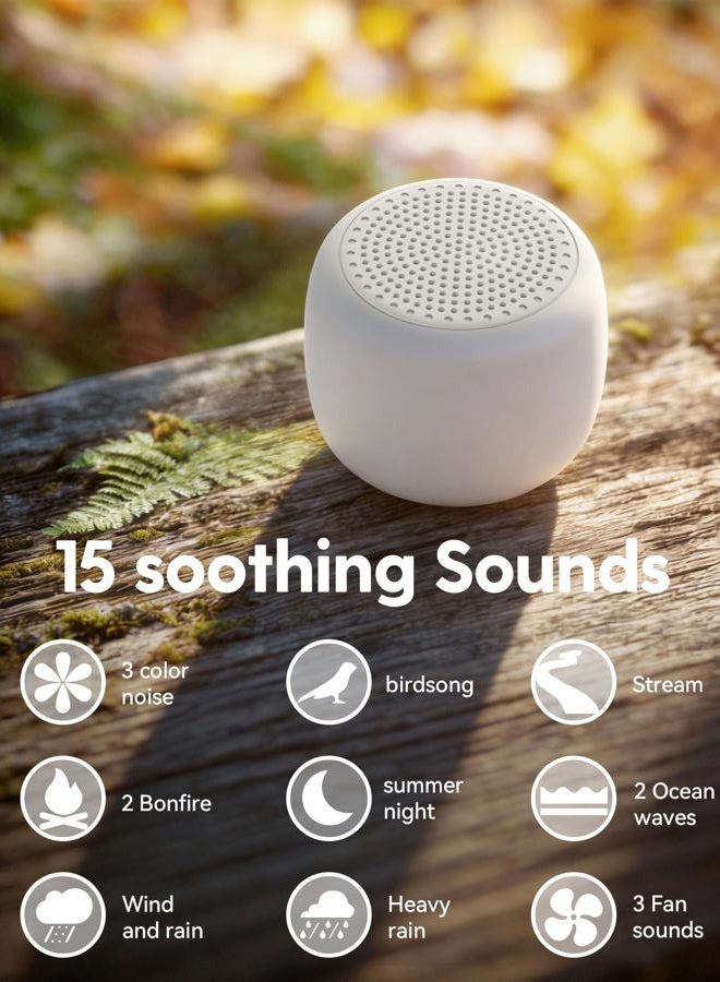 BABELIO White Noise Machine Mini Sound Machine for Adults Kids Baby | 15 Non-looping Sounds | Timer | Easy to Pocket and Travel - White - Image 2