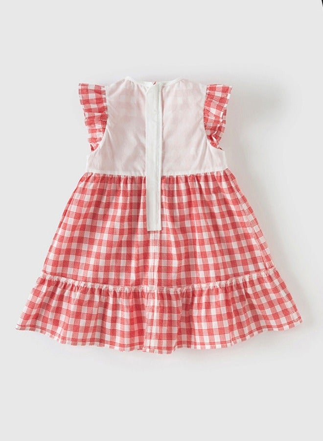 Dave & Bella Girls Cotton Gingham Dress with Embroidered Collar - Image 5