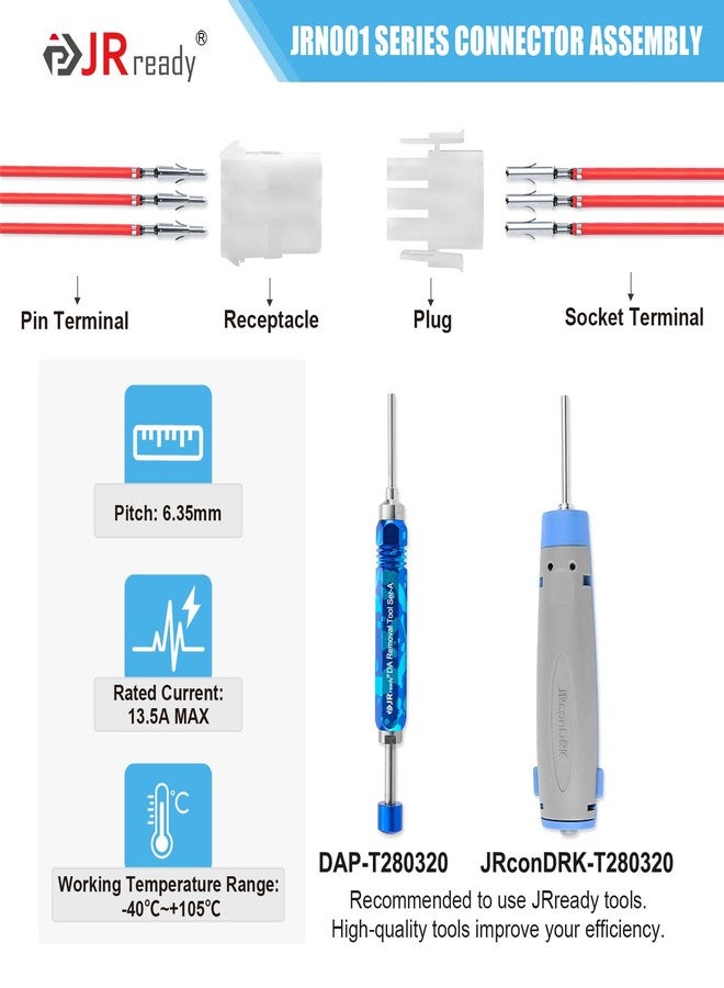 JRready مجموعة موصلات JRready ST6512، 160 قطعة، موصلات أسلاك ثنائية وثلاثية الأطراف، 2.13 مم، 14-20 AWG، أطراف توصيل متطابقة، كهربائية، سيارات، معيار Molex 084 بوصة MLX، مسافة بين الأطراف 6.35 مم - Image 3