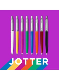 Parker Pen Company Parker Jotter Blue Ballpoint Pen with Chrome Trim Medium Point Ink Gift Box Made in France  - Image 2