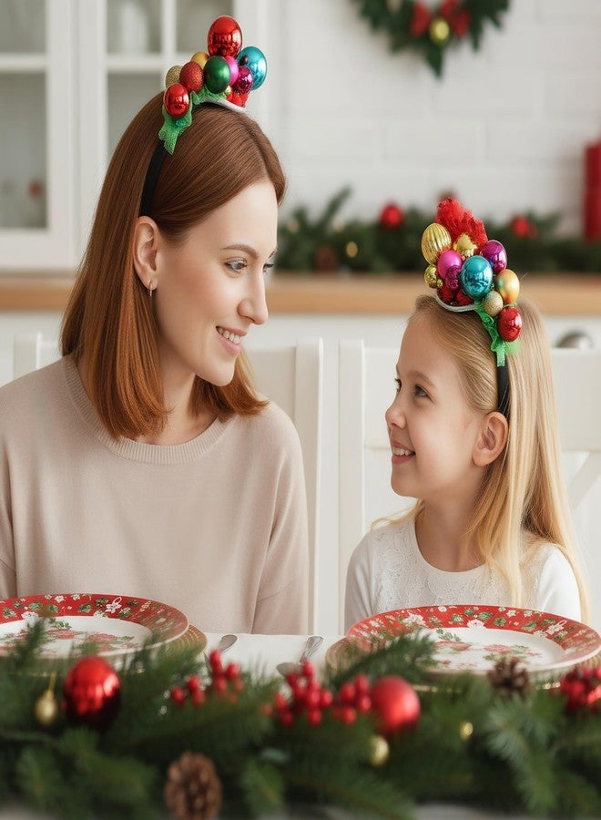 هيليلي طوقان للشعر على شكل كرة وجرس لعيد الميلاد: قطعتان من طوق الشعر المعدني اللامع لعيد الميلاد، فيونكة رأس للعام الجديد، زينة شعر أنيقة، إكسسوارات شعر للعطلات، دعامة للتصوير - Image 3