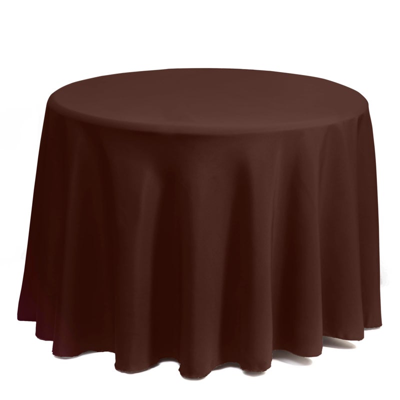 Gee Di Moda Round Tablecloth - 70 Inch Chocolate Round Table Cloth for 24 to 48 Inch Round Tables - Heavy Duty Washable Fabric - for Buffet Table  Holiday Party  Dinner  Wedding & Baby Shower - Image 1