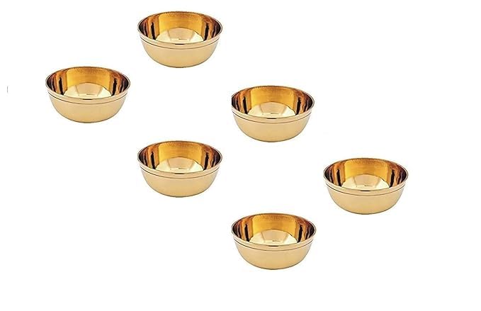 STREET MART Solid Pure Brass (Pital) Plain Bowl ?Food Safe Lead Free, Handmade Multipurpose Bowl Round Puja, Spice or Chutney Katori Capacity-30 ML Pack of 6 - Image 3