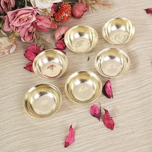 STREET MART Solid Pure Brass (Pital) Plain Bowl ?Food Safe Lead Free, Handmade Multipurpose Bowl Round Puja, Spice or Chutney Katori Capacity-30 ML Pack of 6 - Image 2