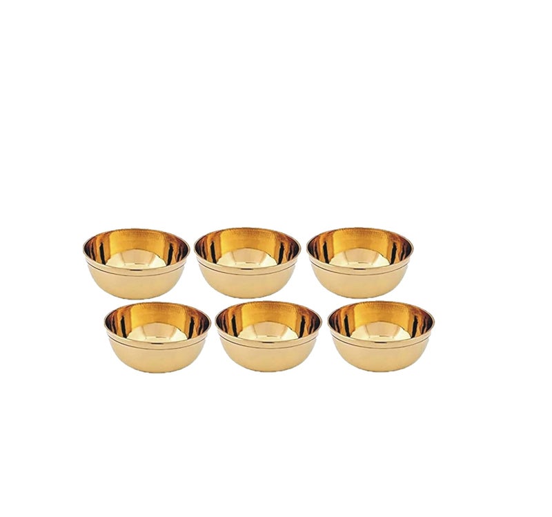 STREET MART Solid Pure Brass (Pital) Plain Bowl ?Food Safe Lead Free, Handmade Multipurpose Bowl Round Puja, Spice or Chutney Katori Capacity-30 ML Pack of 6 - Image 1