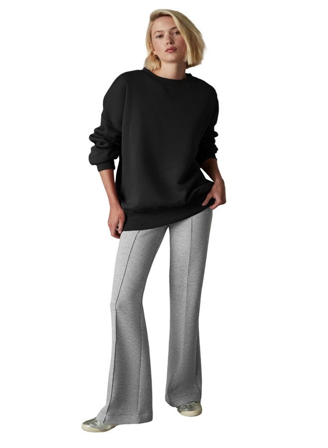 KOTTY Women's Long Sleeve Solid Pattern Stylish Round Nack Fleece Sweatshirt(Black,L) - Image 1