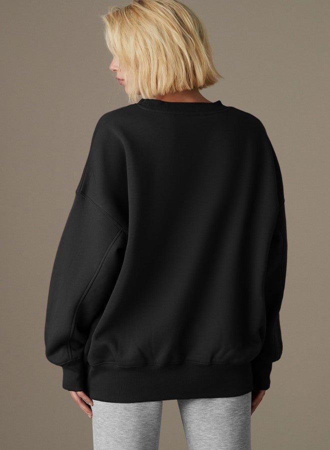 KOTTY Women's Long Sleeve Solid Pattern Stylish Round Nack Fleece Sweatshirt(Black,L) - Image 4