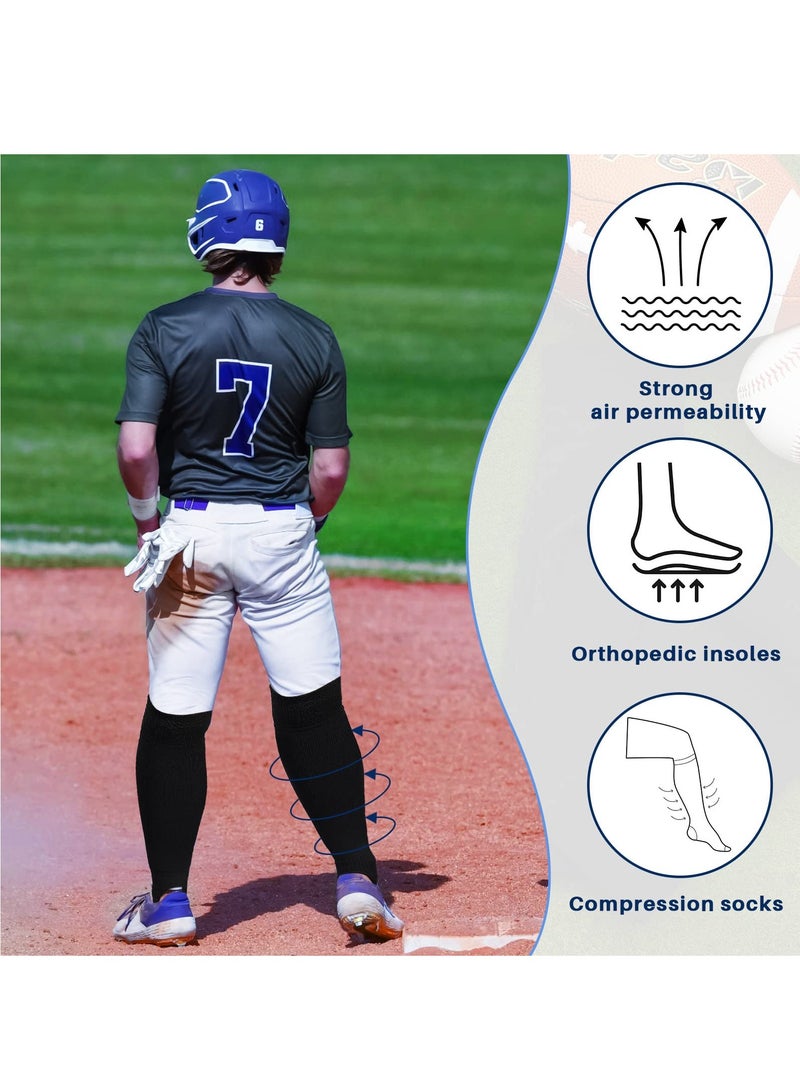 SOLARAE 2 Pair Stirrup Socks, Baseball Softball Stirrup Socks, Soccer Socks Baseball Socks Over The Calf For Men Women (2 Colors) - Image 2