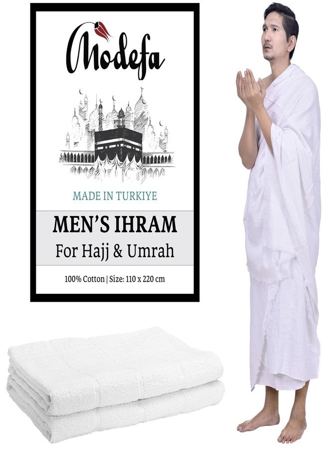 Modefa Ihram for Umrah Men Towel Set - Comfortable Unsewn Ahram Hajj Essentials for Men Umrah Essentials Ehram - 110 x 220cm per towel 2 Towels Turkish 100% Cotton 1500 grams (Ihram Only) - Image 1