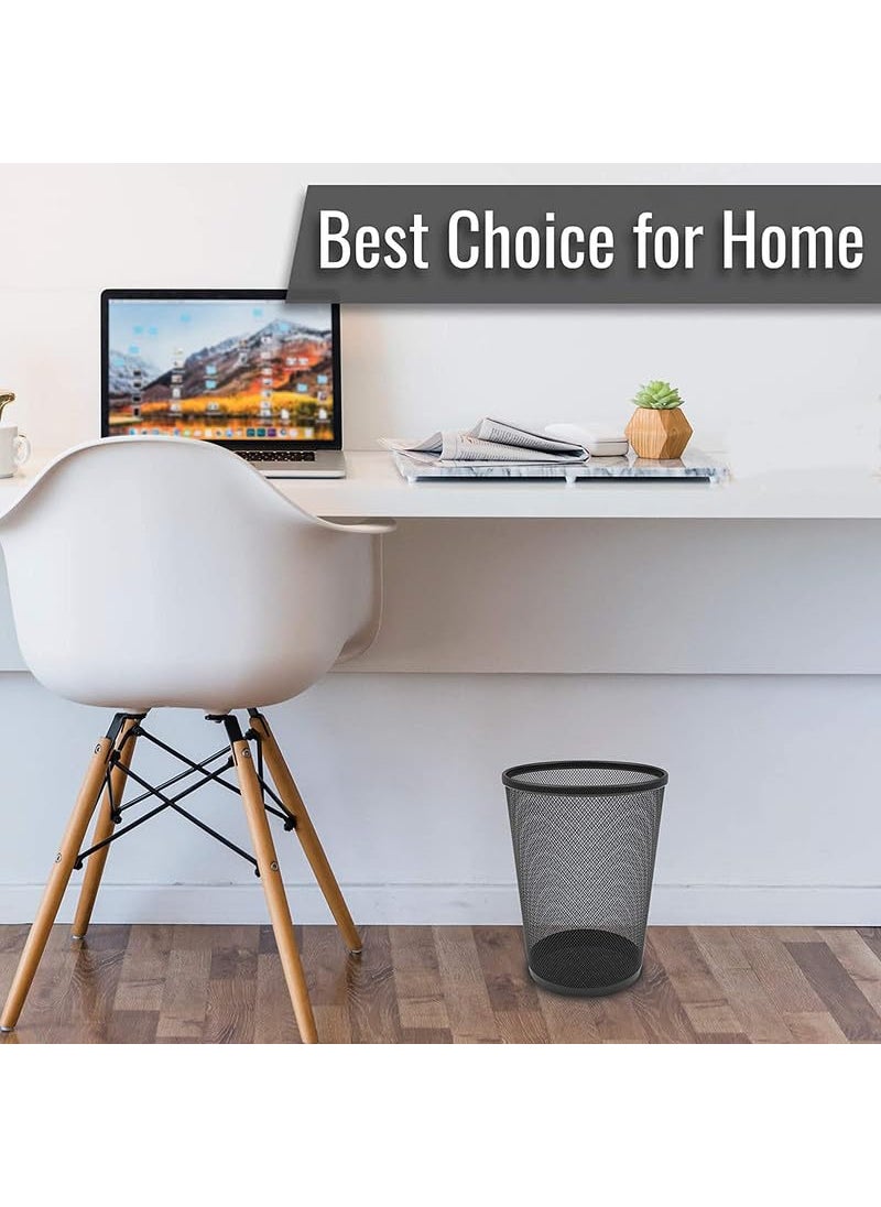 KLIVE KLIVE Decorative Round Trash Bin Metal Mesh Round Dustbin for Waste Papers 28 x 19 x 23 cm Black1 PCS  - Image 4