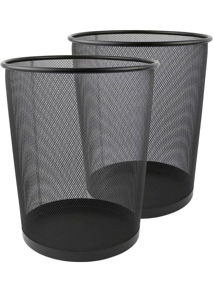 KLIVE KLIVE Decorative Round Trash Bin Metal Mesh Round Dustbin for Waste Papers 28 x 19 x 23 cm Black1 PCS  - Image 2