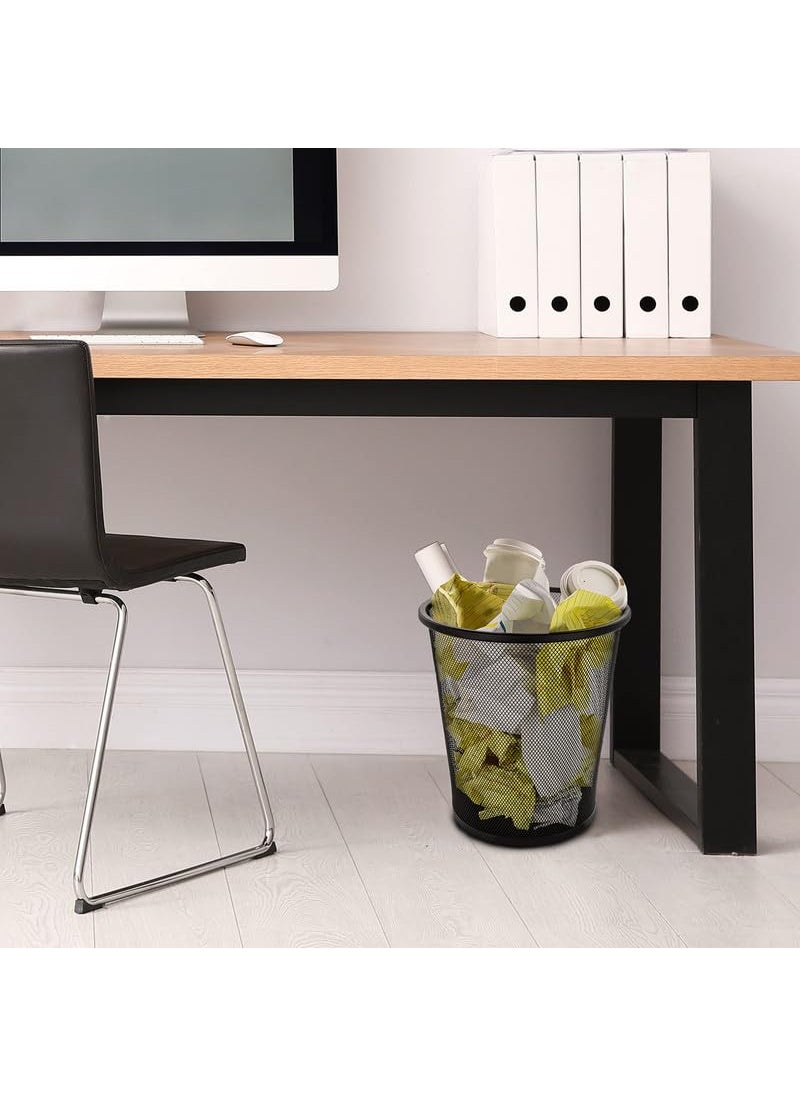 KLIVE KLIVE Decorative Round Trash Bin Metal Mesh Round Dustbin for Waste Papers 28 x 19 x 23 cm Black1 PCS  - Image 3