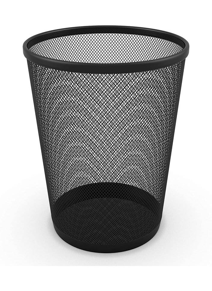 KLIVE KLIVE Decorative Round Trash Bin Metal Mesh Round Dustbin for Waste Papers 28 x 19 x 23 cm Black1 PCS  - Image 1