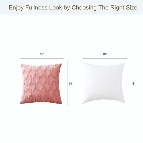 Volcanics Pack of 2 Faux Wool Throw Pillow Covers 18x18 Inches Decorative Farmhouse Velvet Couch Pillow Case Soft Plush Square Boho Cushion Pillowcase, Coral Red - Image 4