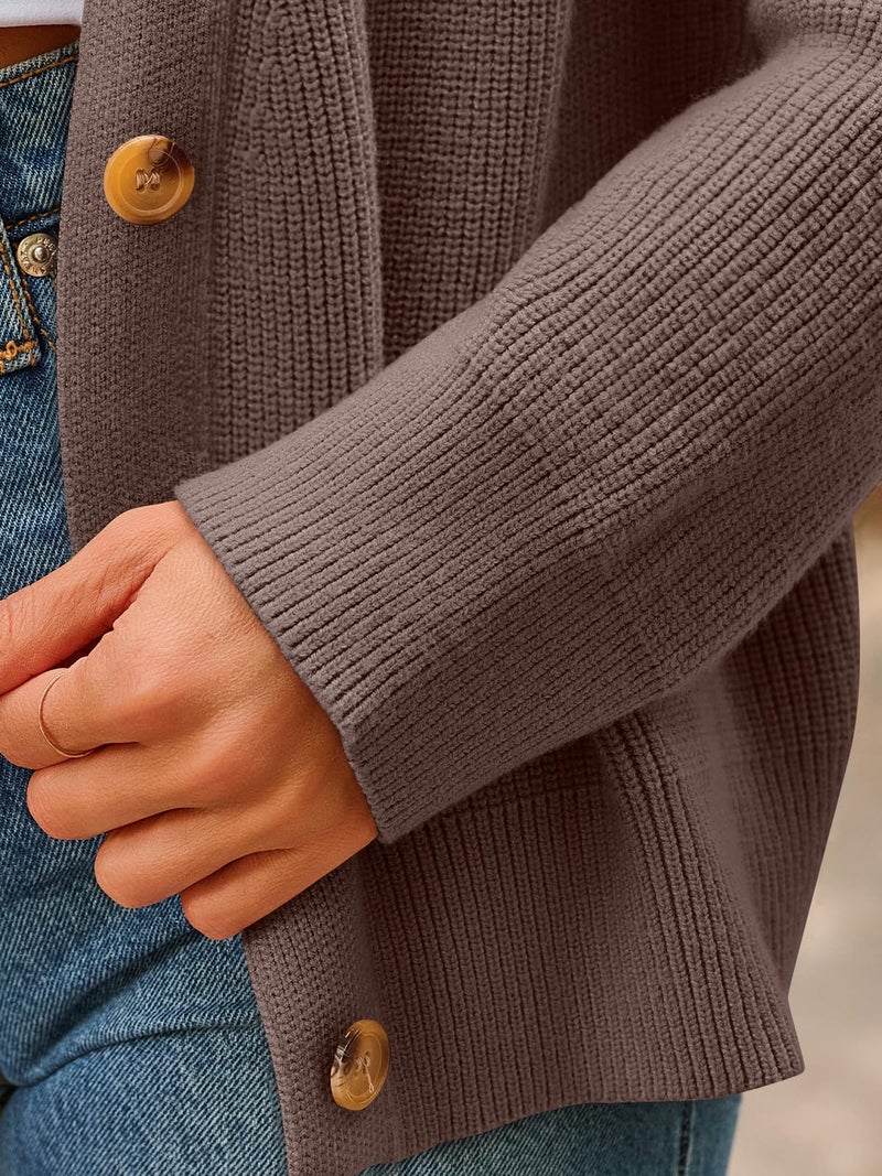 LILLUSORY Cardigan Sweaters for Women 2025 Early Fall Fashion Oversized Lightweight Sweater V Neck Knit Work Casual Outfits Clothes Button Tops Shirts Blouses Nutmeg M - Image 5