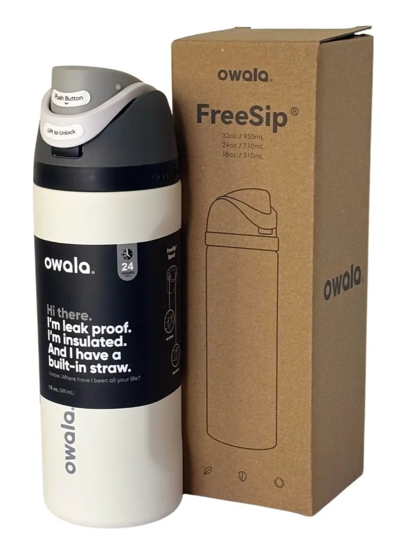 زجاجة مياه معزولة من الفولاذ المقاوم للصدأ من أوالا فري سيب مع شفاطة، مانعة للتسرب وخالية من مادة BPA، سعة 27 أونصة، قطعة واحدة (أبيض) - Image 2