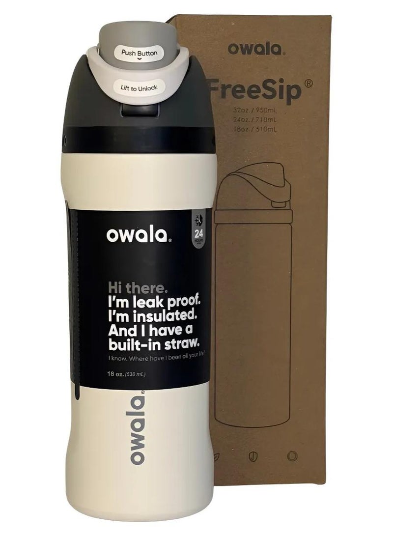 زجاجة مياه معزولة من الفولاذ المقاوم للصدأ من أوالا فري سيب مع شفاطة، مانعة للتسرب وخالية من مادة BPA، سعة 27 أونصة، قطعة واحدة (أبيض) - Image 1