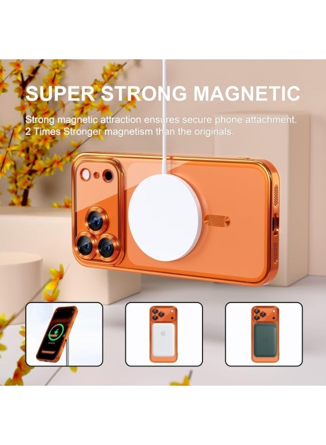 أكاليكس جراب مغناطيسي شفاف لهاتف iPhone 17 Pro، [متوافق مع Magsafe، واقي مدمج لعدسة الكاميرا]، جراب هاتف ناعم رفيع لهاتف iPhone 17 Pro - برتقالي - Image 5
