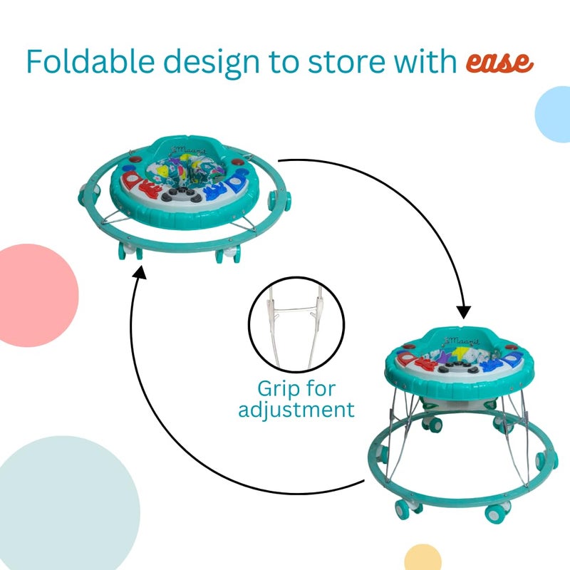 Maanit Baby Walkerr for Kids, Foldable Walkerr | Walkerr for Baby with Music & Light, | Walkerr for 6-12 Months Boy & Girl (Green) - Image 4