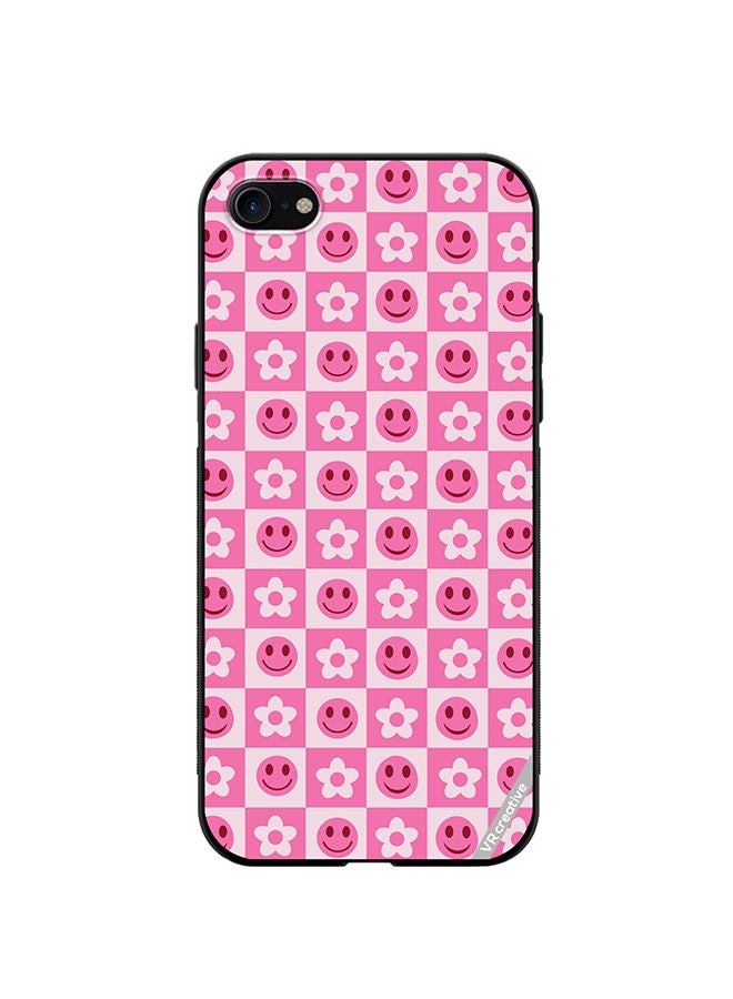 VR CREATIVE Protective Case Cover For Apple iPhone SE (2022) Checkerbord And Flower Design Multicolour - Image 1
