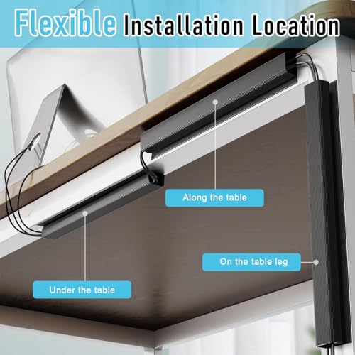Serplex® 2Pcs Cable Management Under Desk, 15.7" Self-Adhesive Cable Organizer, No Drilling Under Desk Cable Management Tray Adhesive Under Desk Cable Channel Organizer Cable Management Rail - Image 4