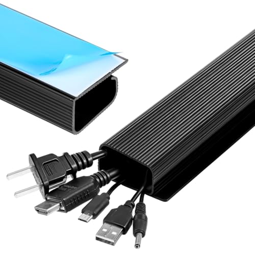 Serplex® 2Pcs Cable Management Under Desk, 15.7" Self-Adhesive Cable Organizer, No Drilling Under Desk Cable Management Tray Adhesive Under Desk Cable Channel Organizer Cable Management Rail - Image 1