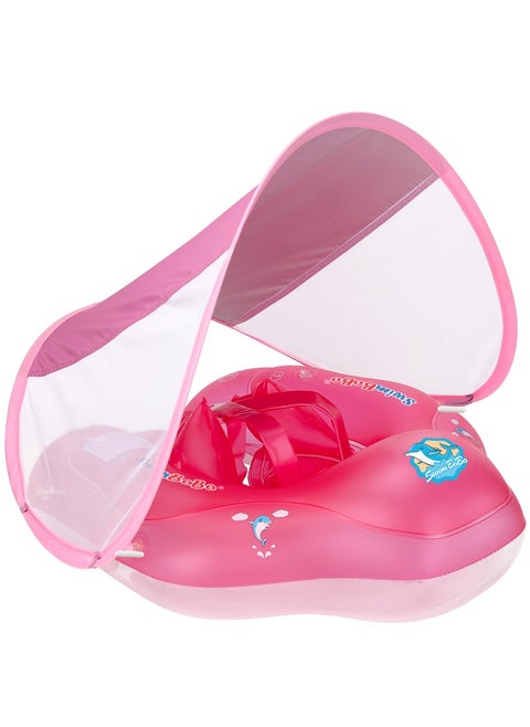 Baby Swim Float Inflatable Swimming Pool Float With Sun Protection Canopy For Age 6-24 months - Pink