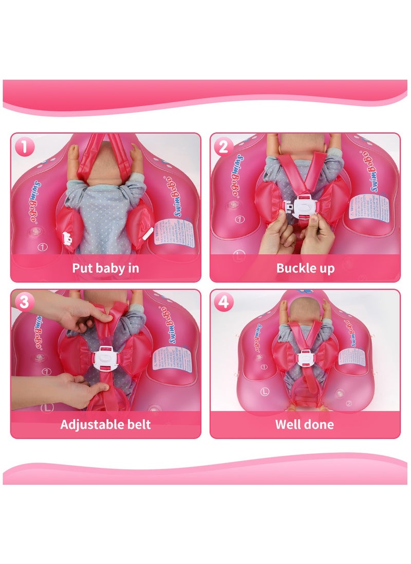 Baby Swim Float Inflatable Swimming Pool Float With Sun Protection Canopy For Age 6-24 months - Pink