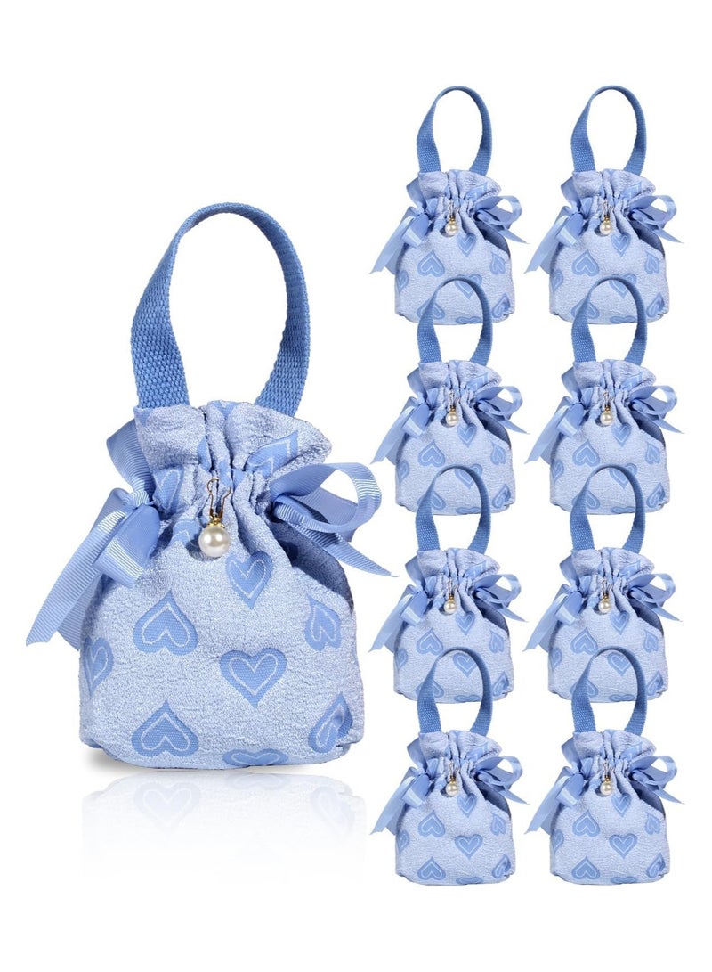 عام **أكياس هدايا صغيرة بمقابض، أكياس هدايا مطبوعة بأربطة على شكل قلب، أكياس حلوى صغيرة من القماش، أكياس هدايا المجوهرات، هدايا حفلات الزفاف، هدايا حفلات الأطفال، مجموعة من 8 قطع.** - Image 1