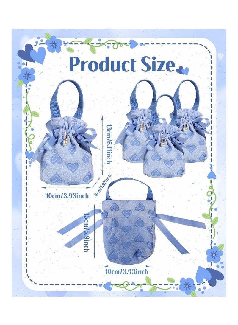 عام **أكياس هدايا صغيرة بمقابض، أكياس هدايا مطبوعة بأربطة على شكل قلب، أكياس حلوى صغيرة من القماش، أكياس هدايا المجوهرات، هدايا حفلات الزفاف، هدايا حفلات الأطفال، مجموعة من 8 قطع.** - Image 2