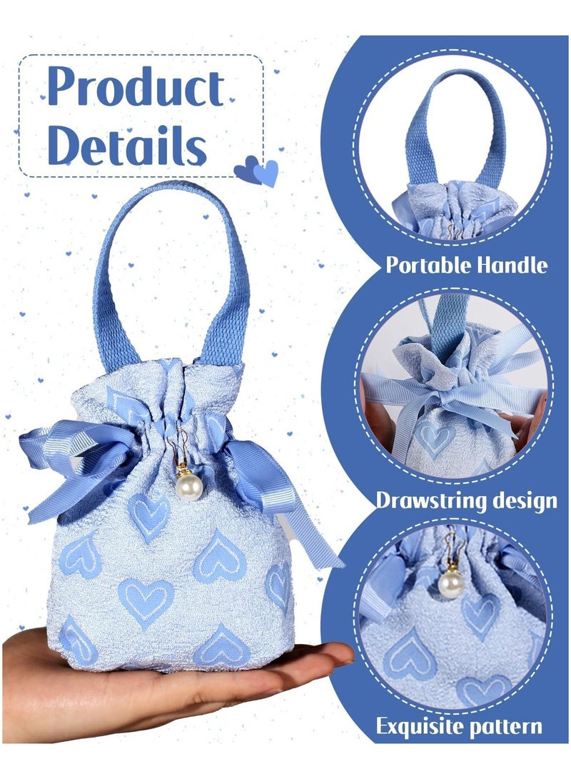 عام **أكياس هدايا صغيرة بمقابض، أكياس هدايا مطبوعة بأربطة على شكل قلب، أكياس حلوى صغيرة من القماش، أكياس هدايا المجوهرات، هدايا حفلات الزفاف، هدايا حفلات الأطفال، مجموعة من 8 قطع.** - Image 5
