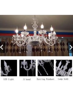 ماركة غير محددة ديكور ثريا كريستال أكريليك ضوء السقف 6 رؤوس 4 لمبات لغرفة المعيشة ، غرفة الطعام ، الزفاف  - Image 2