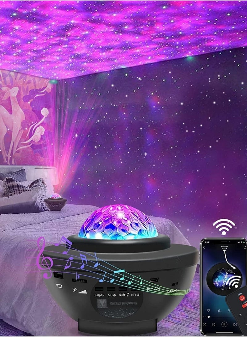 Festive Gallery Galaxy Star Projector 3 in 1 Night Light, 10 Color Bluetooth Night Lamp with Timer Remote and Chargeable, Bedroom Living Room Decor Kids Night Light - Image 1