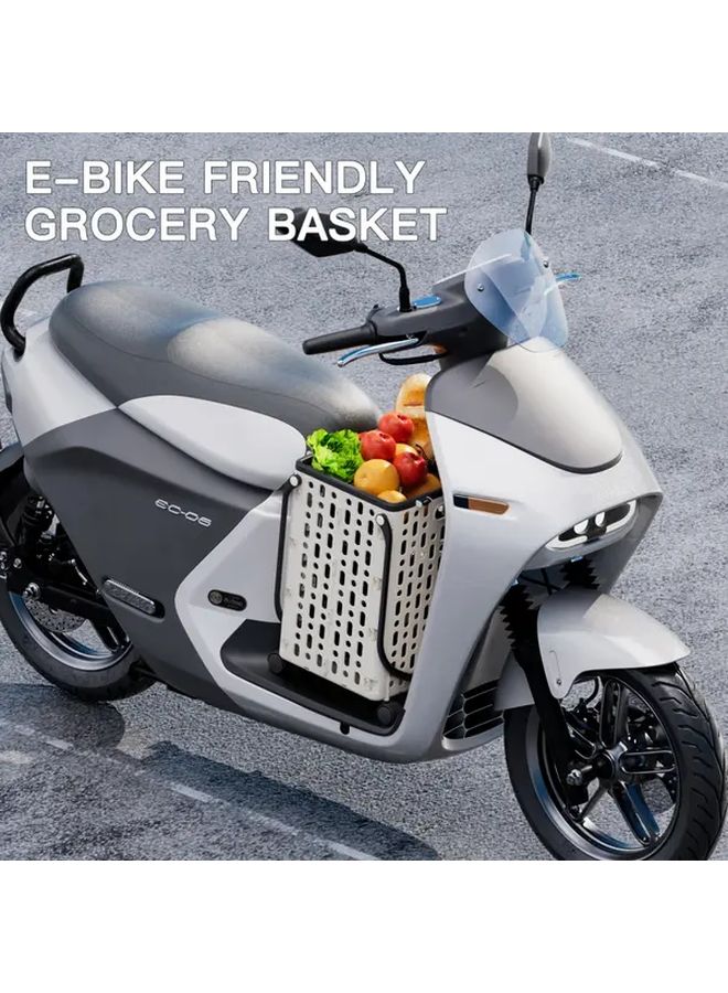 White Folding Shopping Basket With Wheels Portable Grocery Trolley Practical Shelf Cart - Image 5